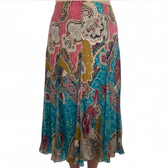 Bright and Colorful Paisley Midi Skirt - Picture 1 of 5